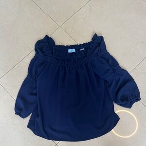 CeCe Navy Off-Shoulder Blouse